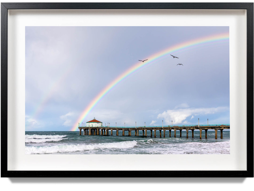 Framed print of a rainbow at the Manhattan Beach Pier