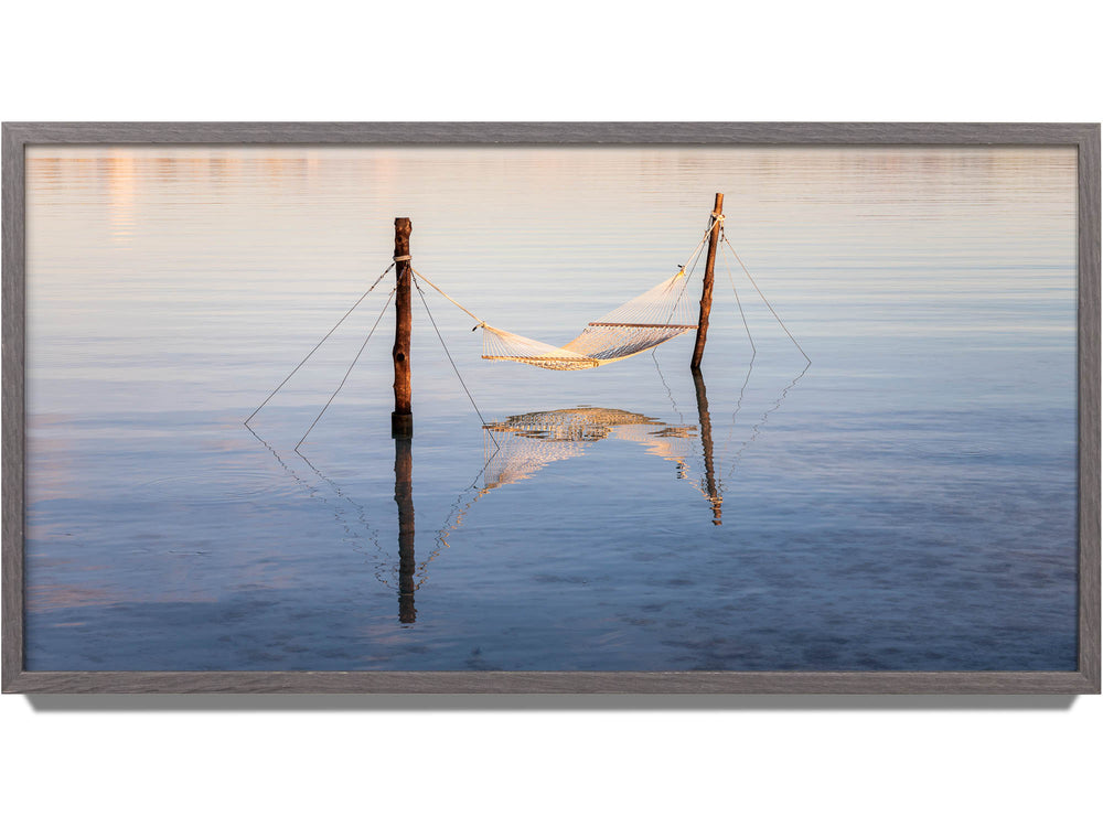 Framed print of a hammock in Bora Bora