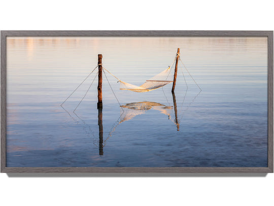 Framed print of a hammock in Bora Bora