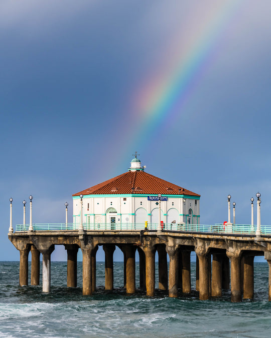 Rainbow behind Manhattan Beach Pier