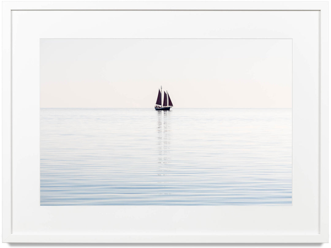 Framed print of a sailboat on Lake Superior